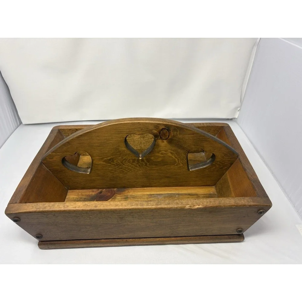 Vintage Large Wooden 90's Hearts Utility Caddy Granny Cottage Farmhouse 18